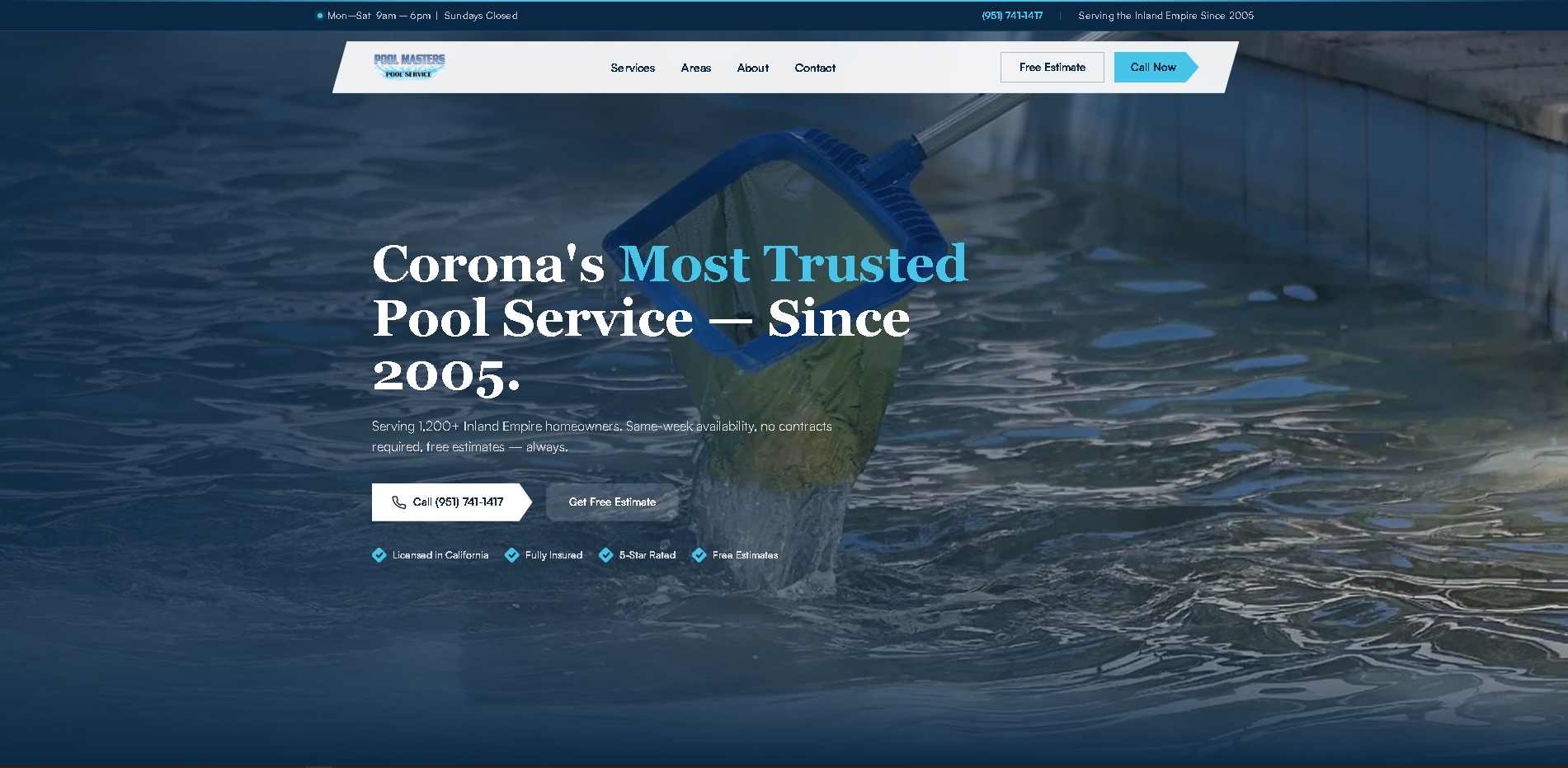 Inland Pool Masters website screenshot
